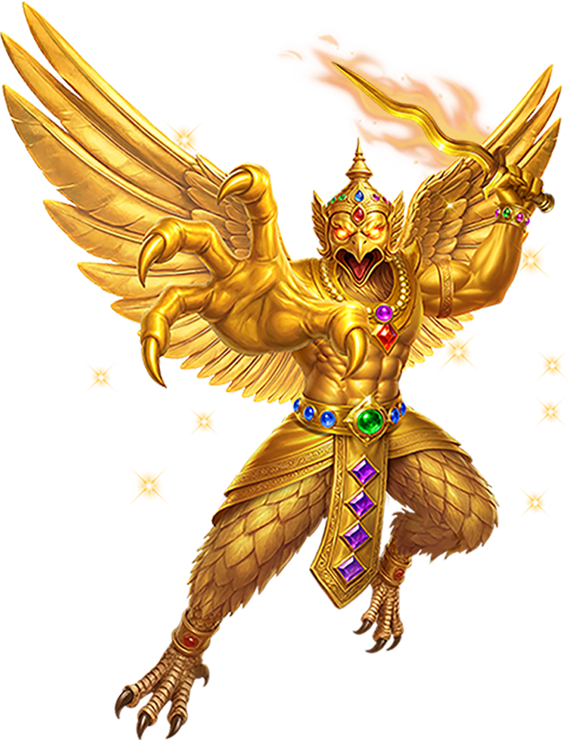 The golden Garuda with the flaming sword